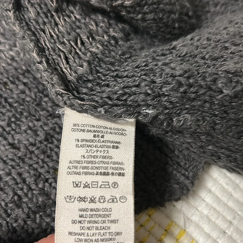 Free People Black and Gray Crew Neck Sweater XS S Oversized Side Slit